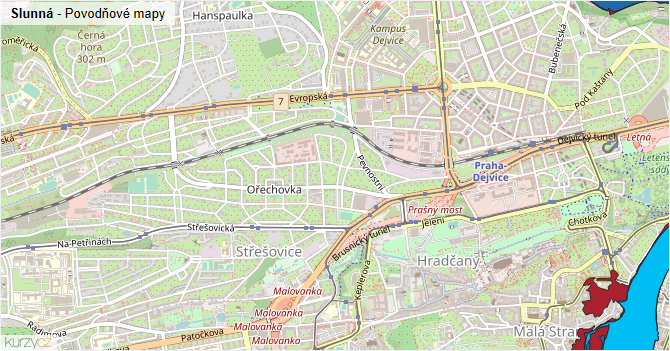 Slunná - záplavové mapy stoleté vody
