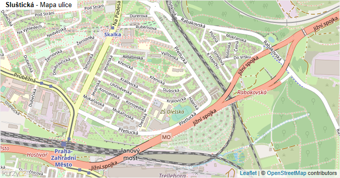 Sluštická - mapa ulice