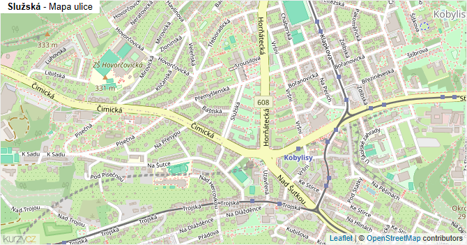 Služská - mapa ulice
