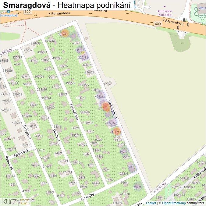 Mapa Smaragdová - Firmy v ulici.
