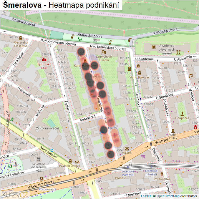 Mapa Šmeralova - Firmy v ulici.
