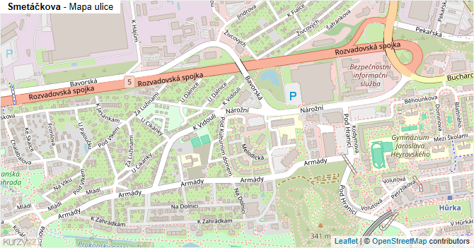 Smetáčkova - mapa ulice