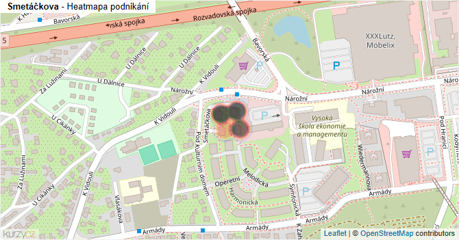 Smetáčkova - mapa podnikání