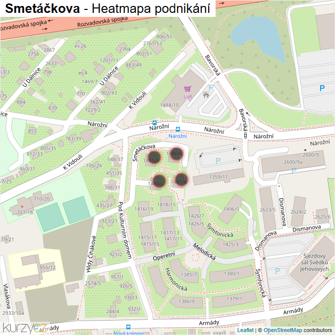 Mapa Smetáčkova - Firmy v ulici.