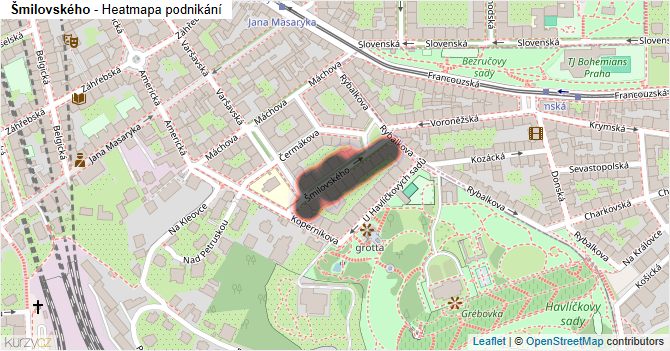 Šmilovského - mapa podnikání