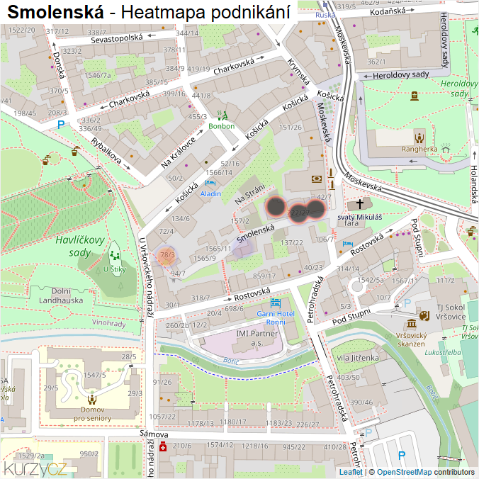 Mapa Smolenská - Firmy v ulici.