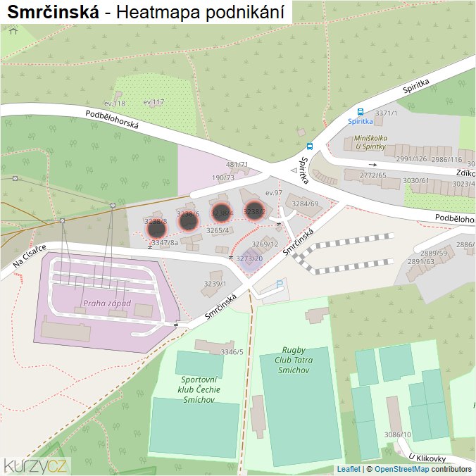 Mapa Smrčinská - Firmy v ulici.