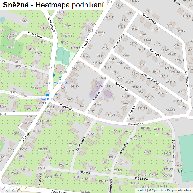 Mapa Sněžná - Firmy v ulici.