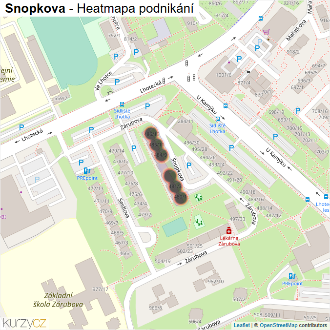 Mapa Snopkova - Firmy v ulici.