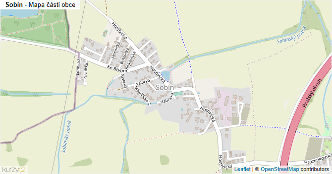 Sobín - mapa části obce