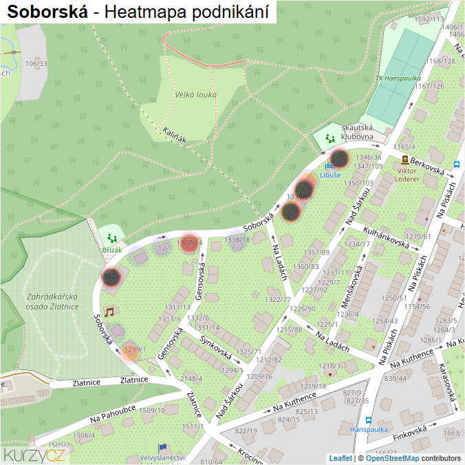 Mapa Soborská - Firmy v ulici.
