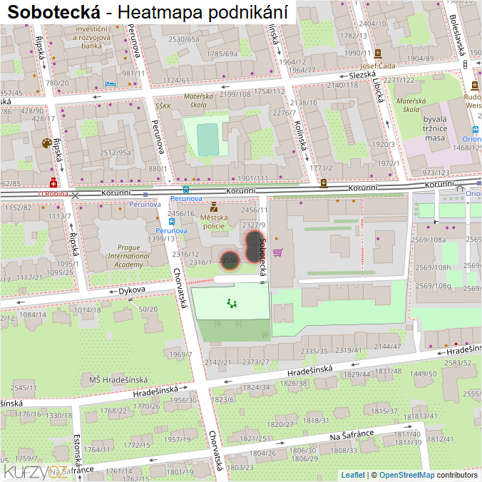 Mapa Sobotecká - Firmy v ulici.