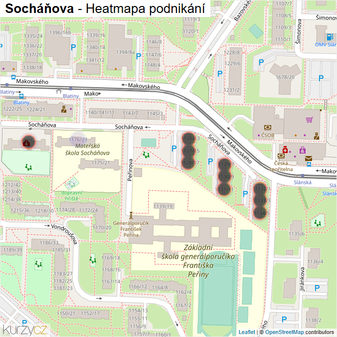 Mapa Socháňova - Firmy v ulici.