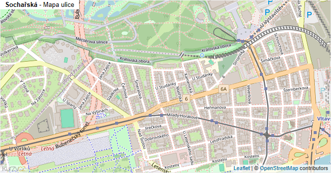 Sochařská - mapa ulice