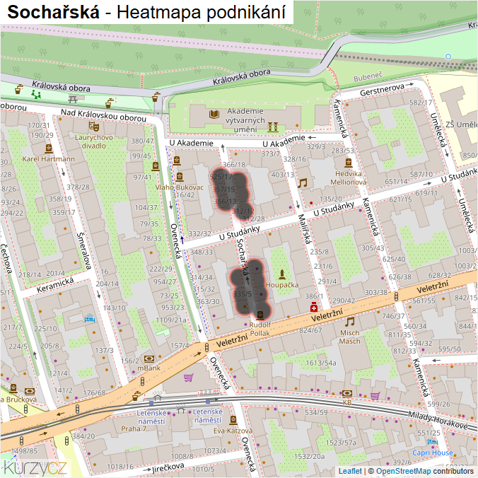 Mapa Sochařská - Firmy v ulici.