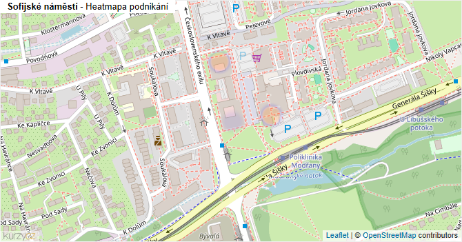 Sofijské náměstí - mapa podnikání