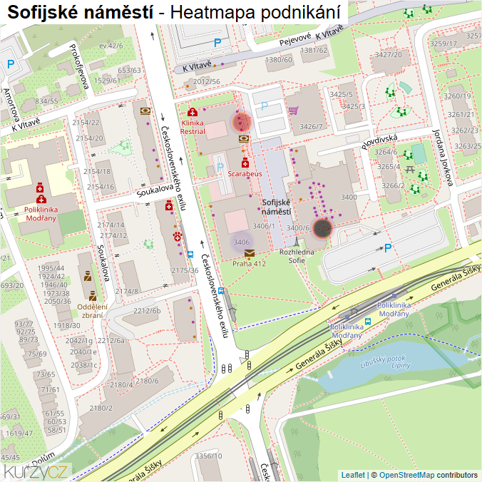 Mapa Sofijské náměstí - Firmy v ulici.