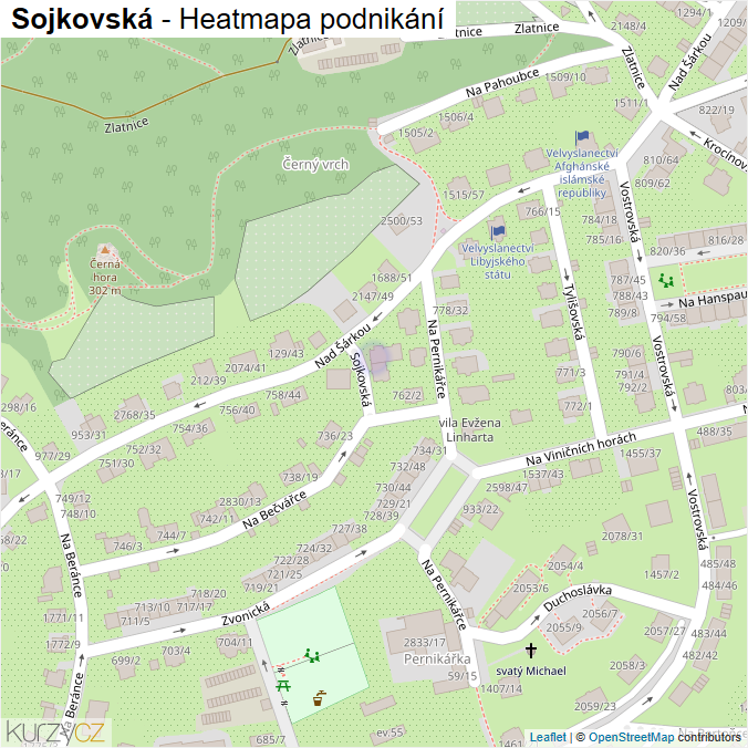 Mapa Sojkovská - Firmy v ulici.