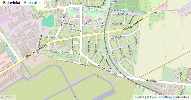 Sojovická - mapa ulice