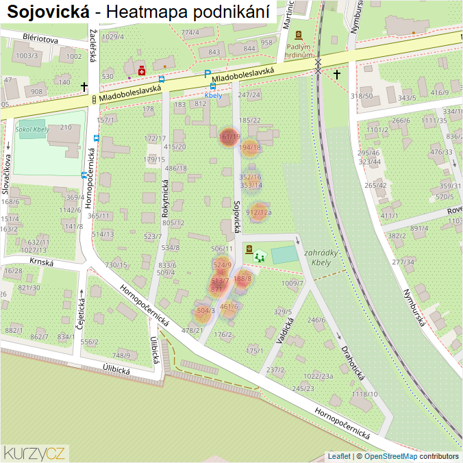 Mapa Sojovická - Firmy v ulici.