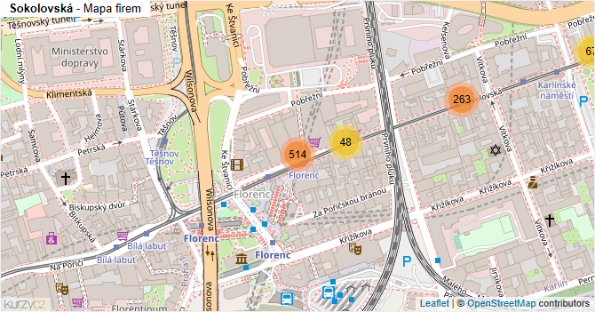 Sokolovská - mapa firem