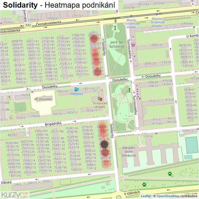 Mapa Solidarity - Firmy v ulici.