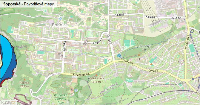 Sopotská - záplavové mapy stoleté vody