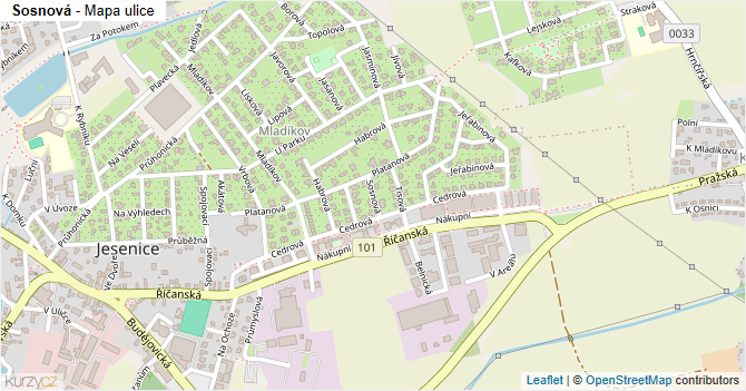 Sosnová - mapa ulice