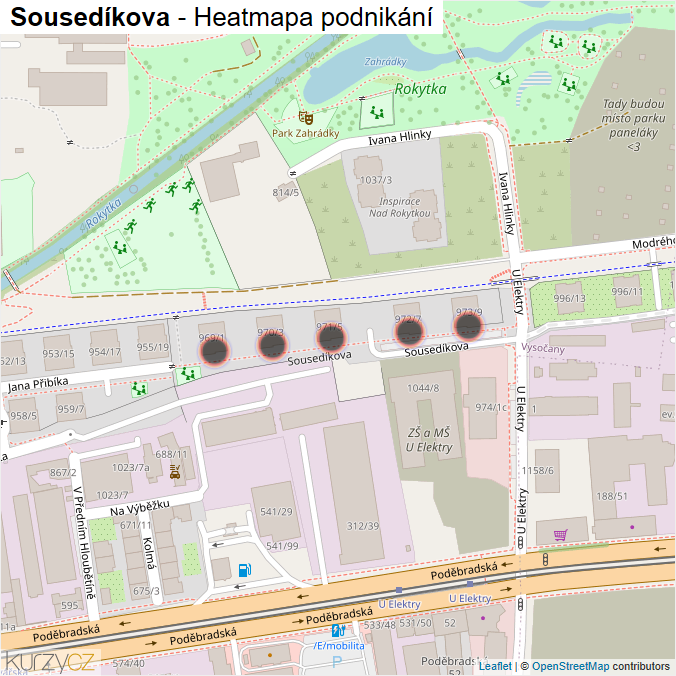 Mapa Sousedíkova - Firmy v ulici.