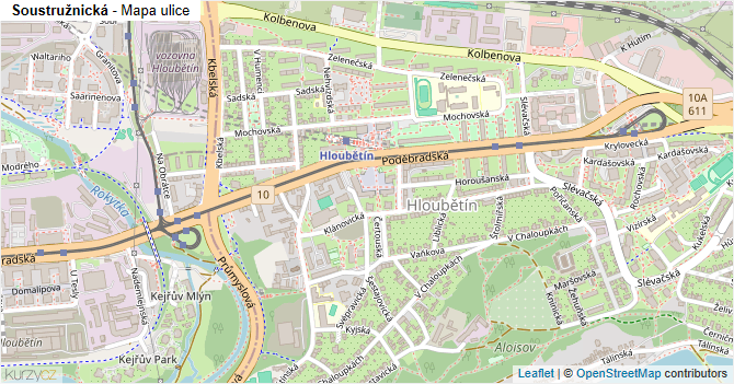 Soustružnická - mapa ulice
