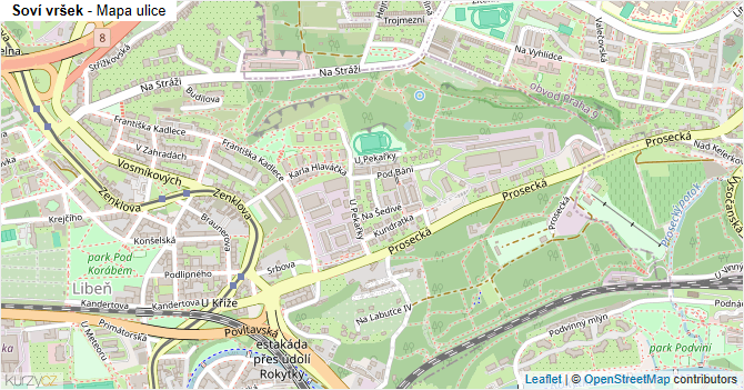Soví vršek - mapa ulice