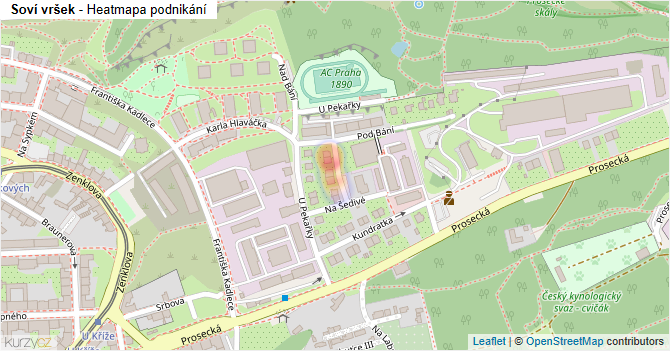 Soví vršek - mapa podnikání