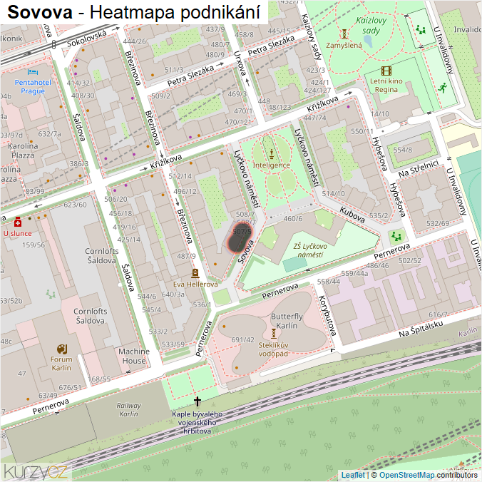 Mapa Sovova - Firmy v ulici.