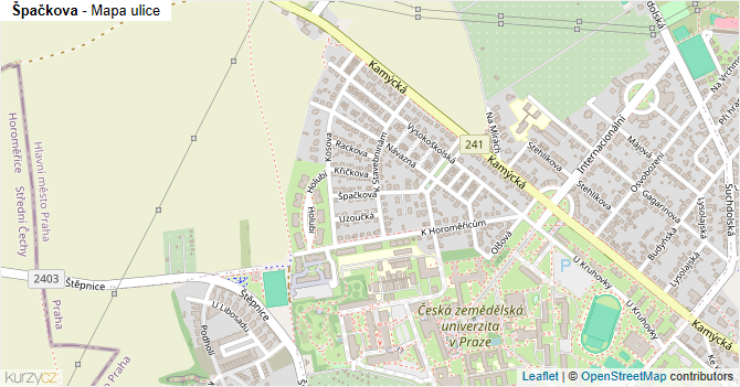 Špačkova - mapa ulice
