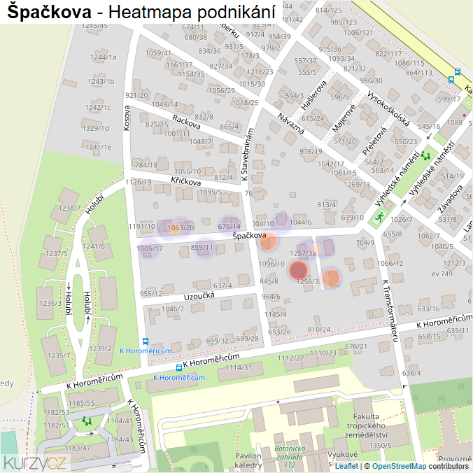 Mapa Špačkova - Firmy v ulici.