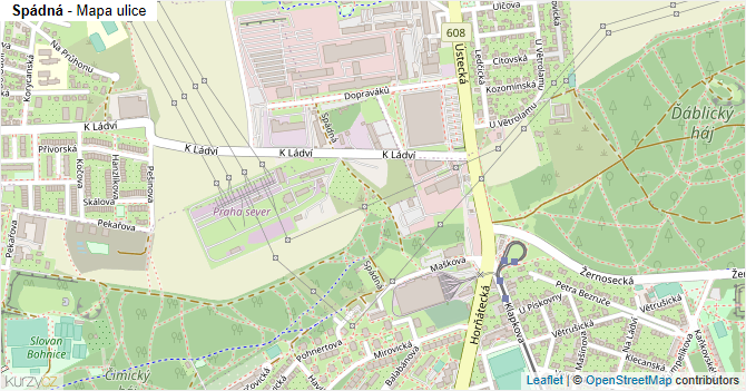 Spádná - mapa ulice