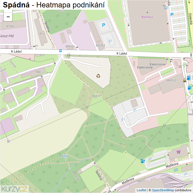 Mapa Spádná - Firmy v ulici.