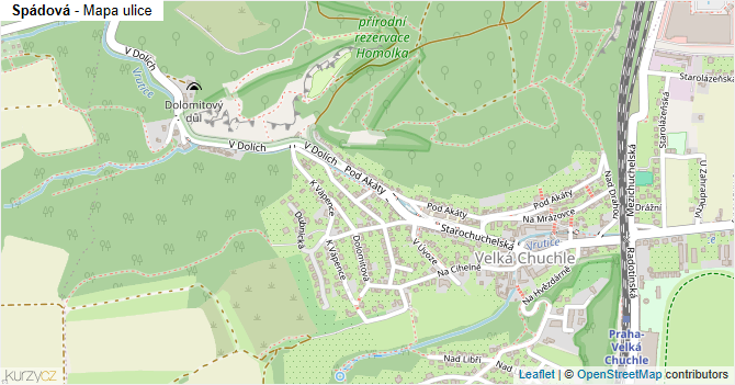 Spádová - mapa ulice