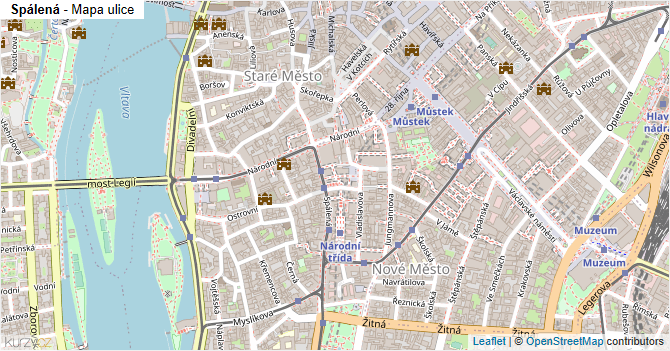 Spálená - mapa ulice