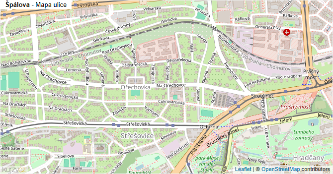 Špálova - mapa ulice