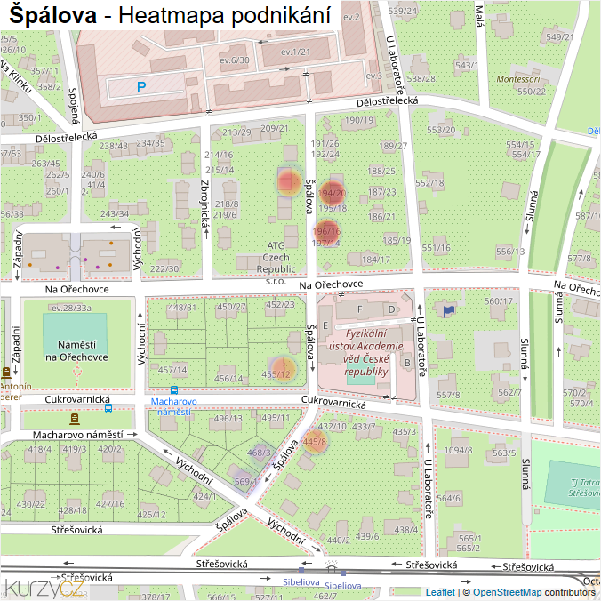 Mapa Špálova - Firmy v ulici.