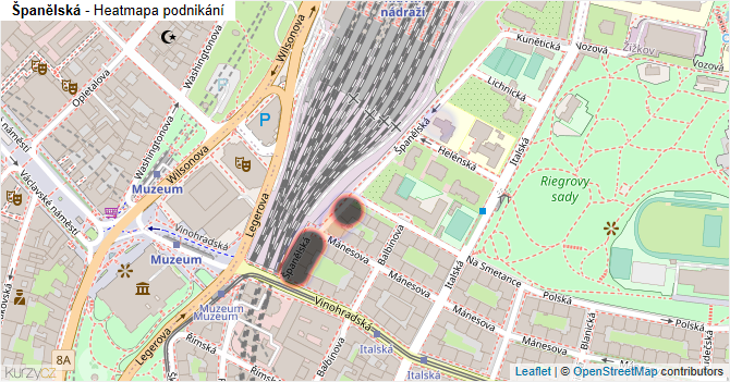 Španělská - mapa podnikání