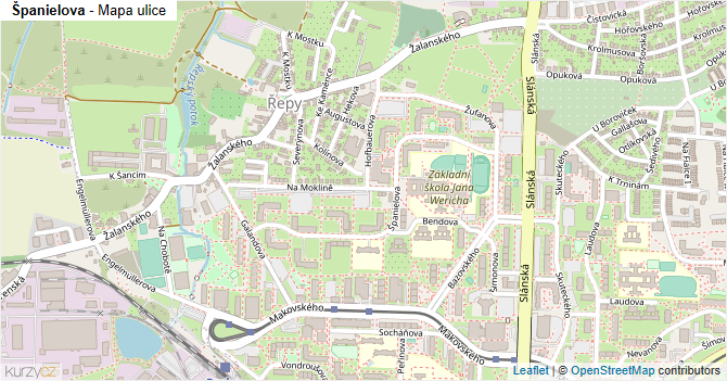 Španielova - mapa ulice