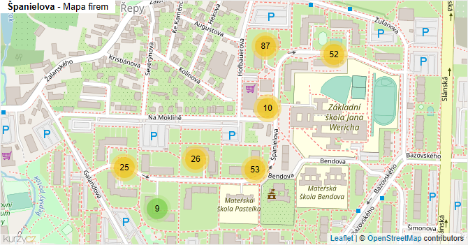 Španielova - mapa firem