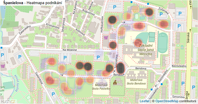 Španielova - mapa podnikání