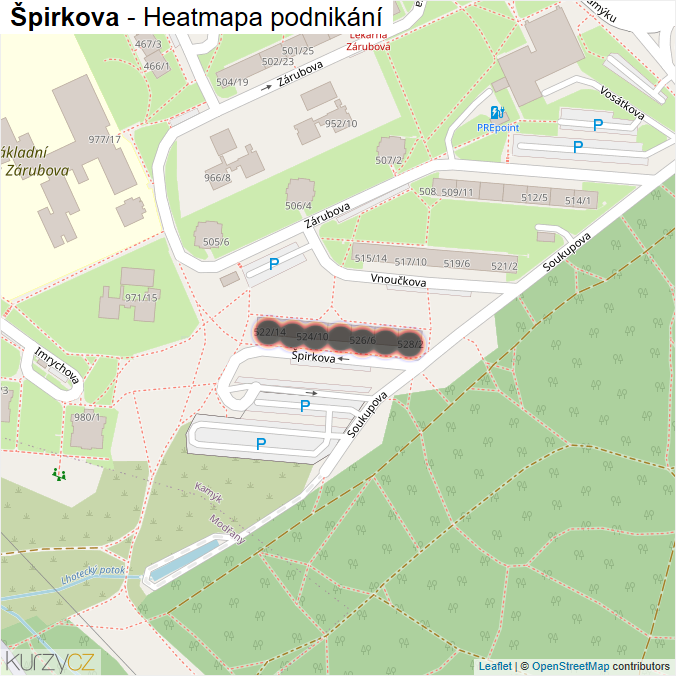 Mapa Špirkova - Firmy v ulici.