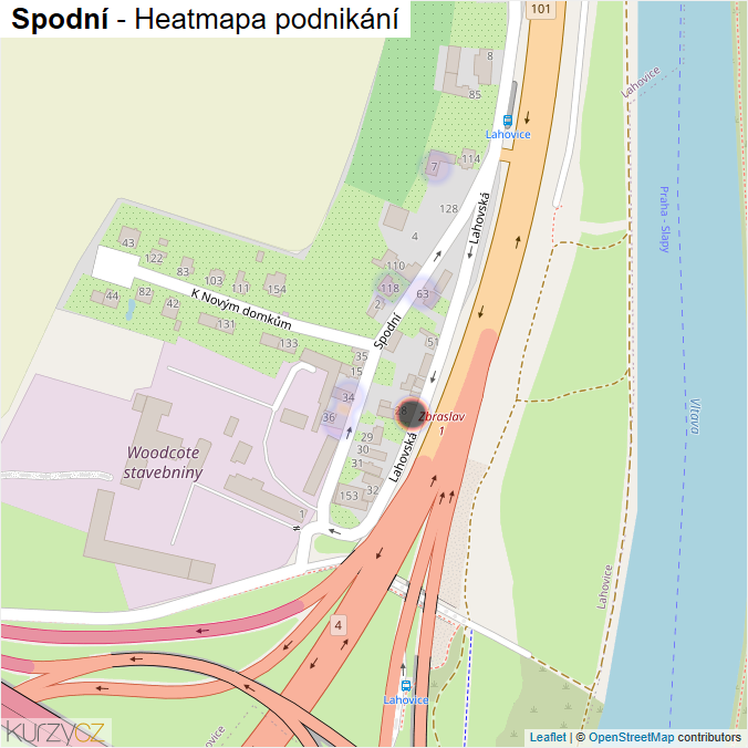 Mapa Spodní - Firmy v ulici.