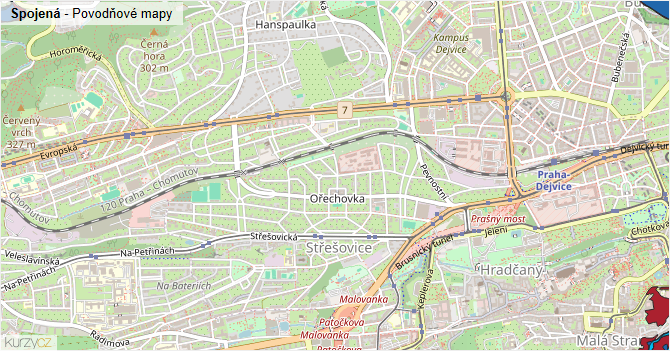 Spojená - záplavové mapy stoleté vody