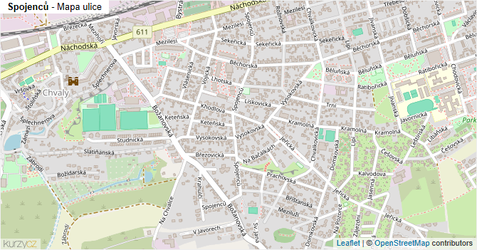 Spojenců - mapa ulice