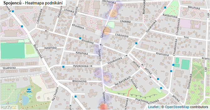 Spojenců - mapa podnikání